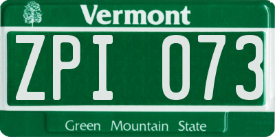 VT license plate ZPI073