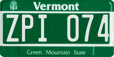 VT license plate ZPI074