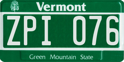 VT license plate ZPI076