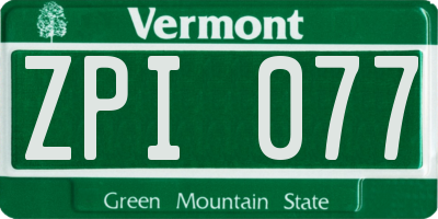 VT license plate ZPI077