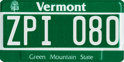 VT license plate ZPI080