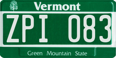 VT license plate ZPI083