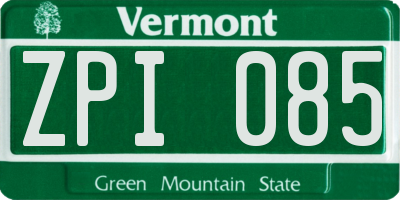 VT license plate ZPI085