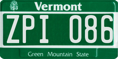 VT license plate ZPI086