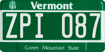 VT license plate ZPI087