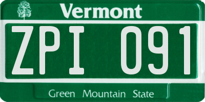 VT license plate ZPI091