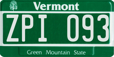 VT license plate ZPI093