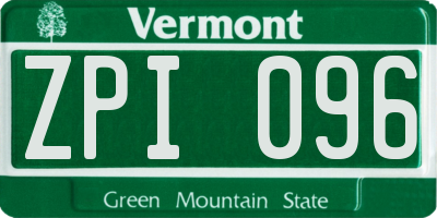 VT license plate ZPI096