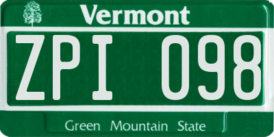VT license plate ZPI098