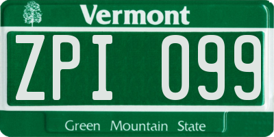 VT license plate ZPI099