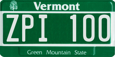 VT license plate ZPI100