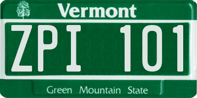 VT license plate ZPI101