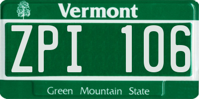 VT license plate ZPI106