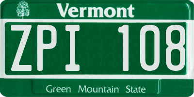 VT license plate ZPI108