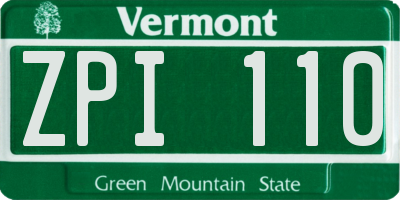 VT license plate ZPI110