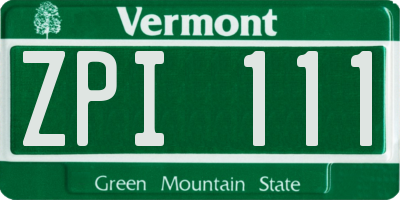 VT license plate ZPI111