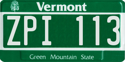 VT license plate ZPI113