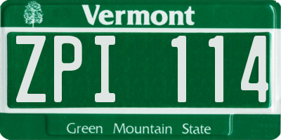 VT license plate ZPI114