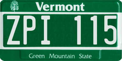 VT license plate ZPI115