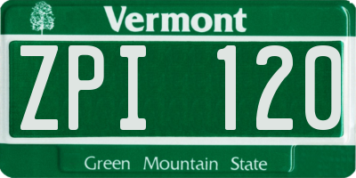 VT license plate ZPI120