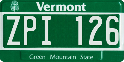 VT license plate ZPI126