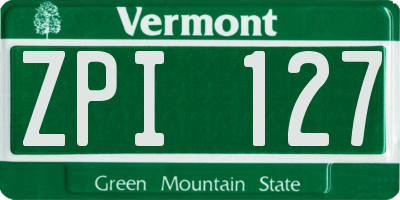 VT license plate ZPI127