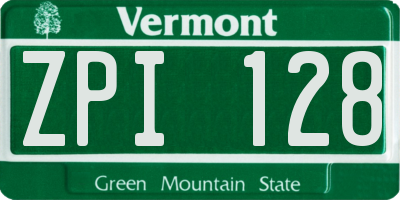 VT license plate ZPI128