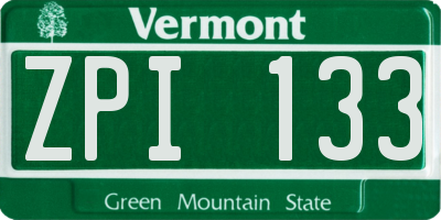 VT license plate ZPI133