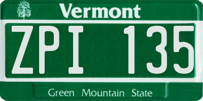 VT license plate ZPI135