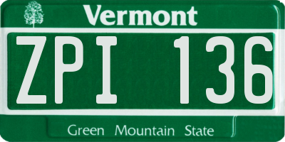VT license plate ZPI136