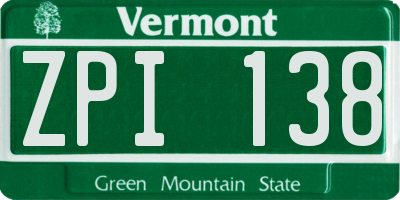 VT license plate ZPI138