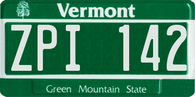 VT license plate ZPI142
