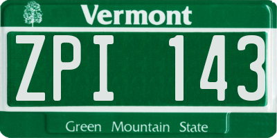 VT license plate ZPI143