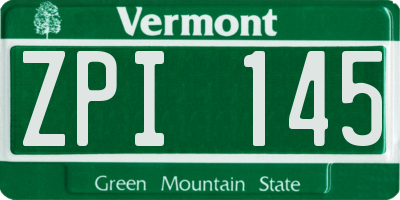 VT license plate ZPI145