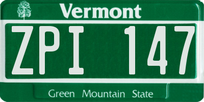 VT license plate ZPI147