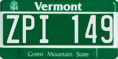 VT license plate ZPI149