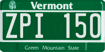VT license plate ZPI150