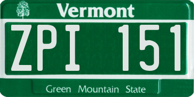 VT license plate ZPI151