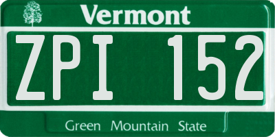 VT license plate ZPI152