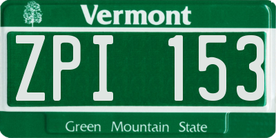 VT license plate ZPI153