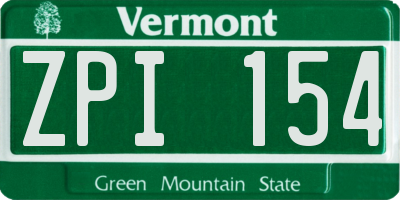 VT license plate ZPI154