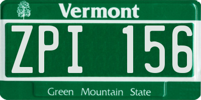 VT license plate ZPI156