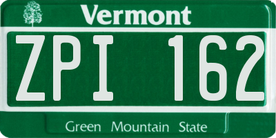 VT license plate ZPI162