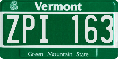 VT license plate ZPI163