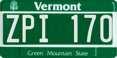 VT license plate ZPI170