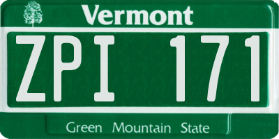 VT license plate ZPI171