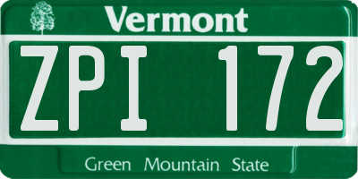 VT license plate ZPI172
