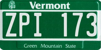 VT license plate ZPI173