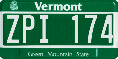 VT license plate ZPI174