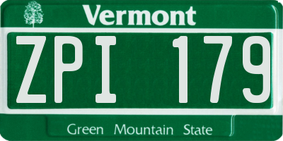 VT license plate ZPI179